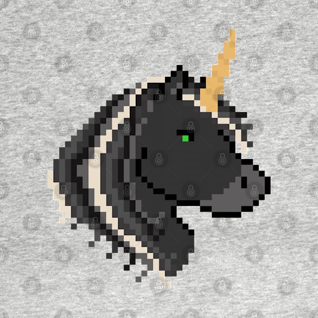 Pixel Black Unicorn by gkillerb